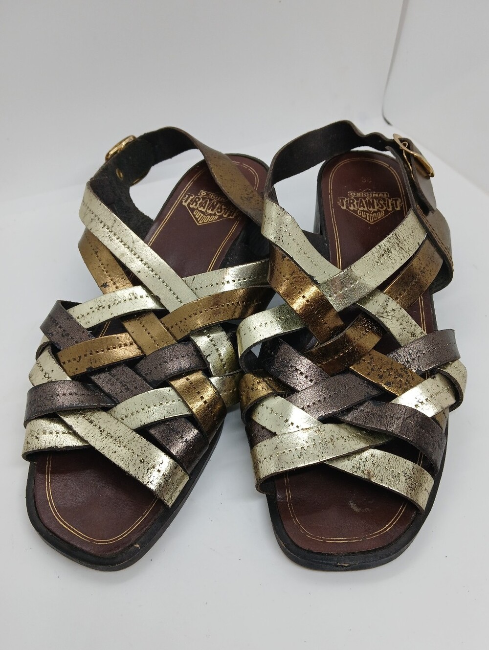 Vintage Original Transit Outdoor Metallic Multi-Strap Sandals Size 38 (US 7.5/8)